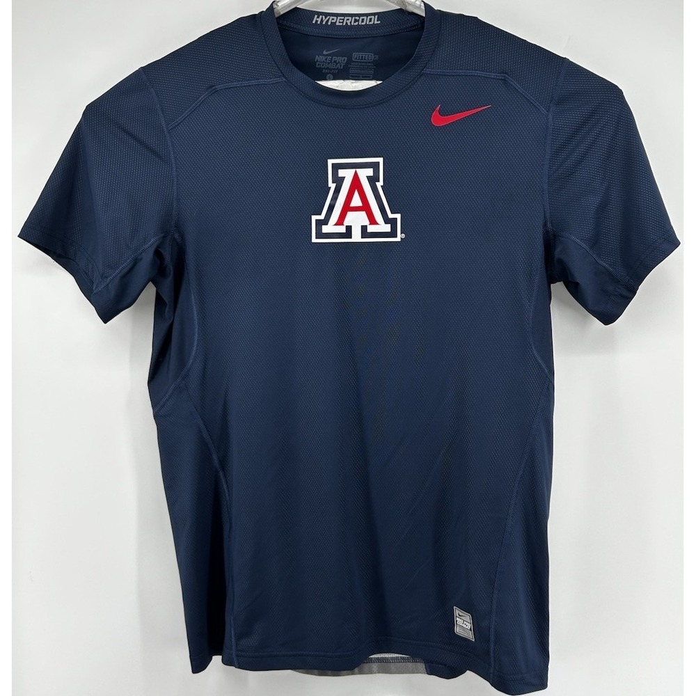 Nike Pro Combat Dri Fit Arizona Wildcats Short Sleeve Shirt Blue Men's Large